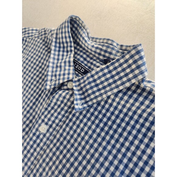 Izod Other - IZOD Men's L Blue White Checker Woven Short Sleeve Button-Up Shirt #45P3110 #038